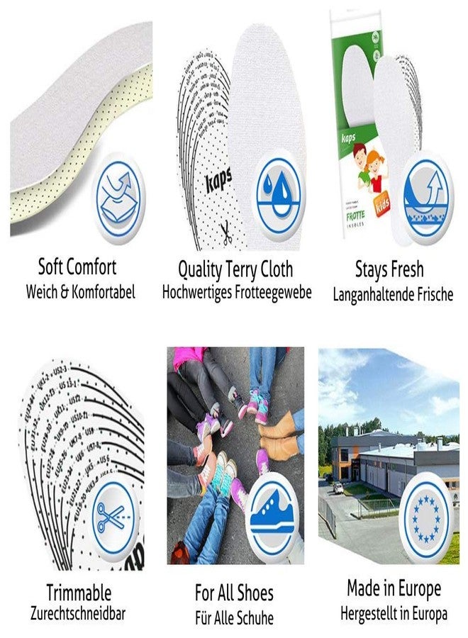 Kaps Best Extra Comfortable Shoe Insoles for Kids (Add On or Replacement Soles) - Shock And Sweat Absorbing Terry Cloth Frotte – Cut To Fit Cut To Size Frotte Kids Made In Europe - Image 3